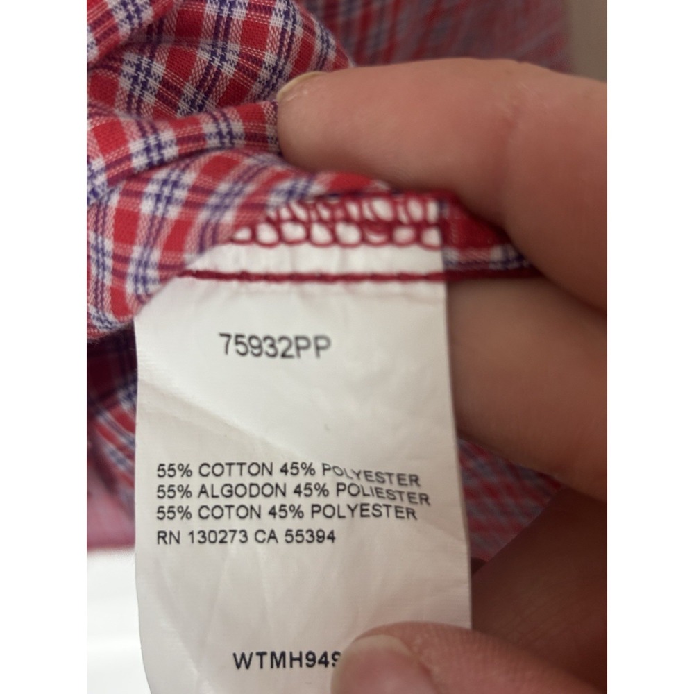 Wrangler Shirt Mens 3XL Long Sleeve Pearl Snap Western Red Plaid Cowboy Rodeo - Picture 5 of 11